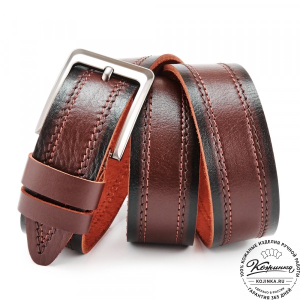 Кожаный мужской ремень "Рекрут NEW" (коньяк). фото 1