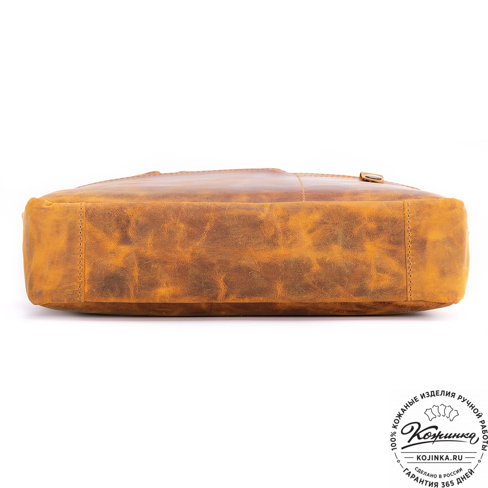 Кожаная деловая сумка "Гранд" (рыжий крейзи)