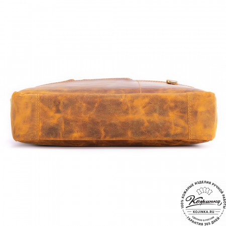 Кожаная деловая сумка "Гранд" (рыжий крейзи)