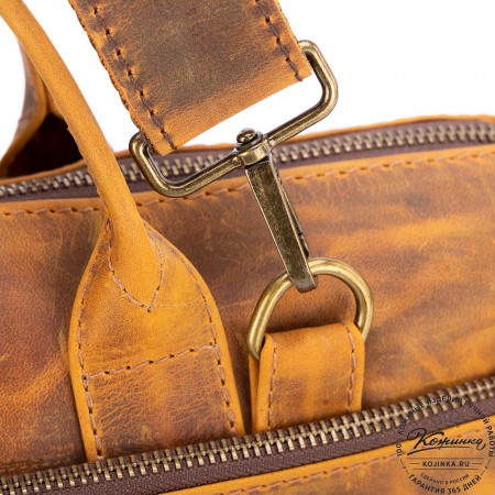 Кожаная деловая сумка "Гранд" (рыжий крейзи)