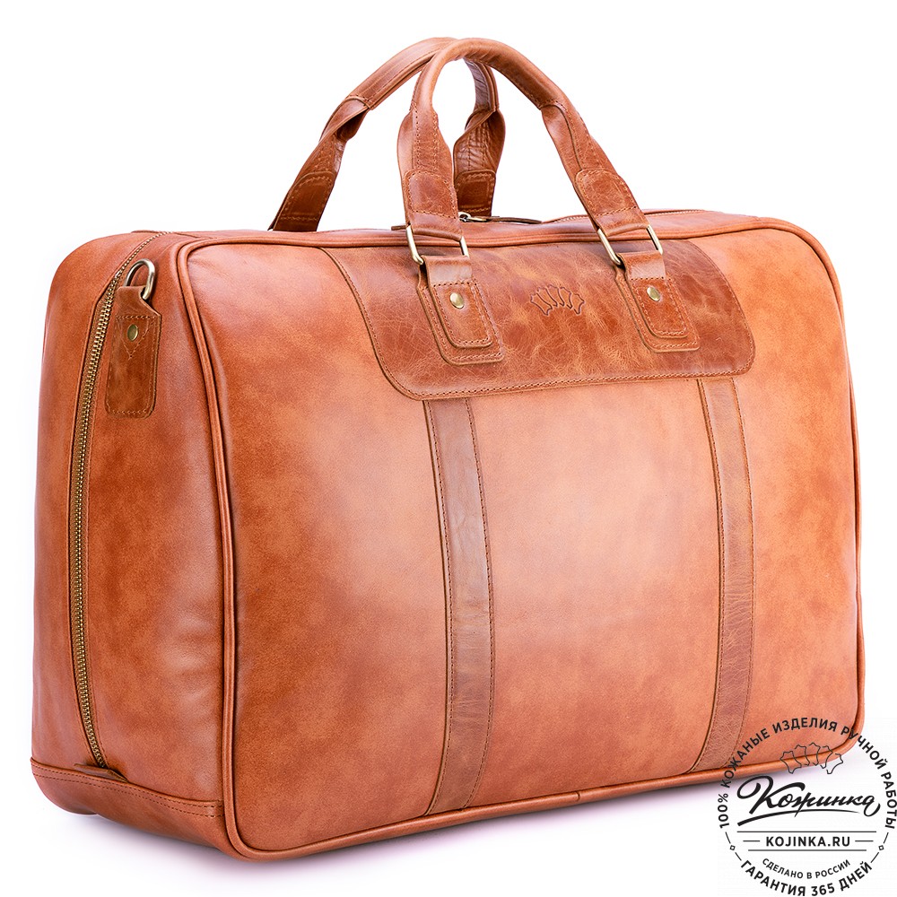 Кожаная дорожная сумка "Ирландия" (рыжая гладкая кожа)