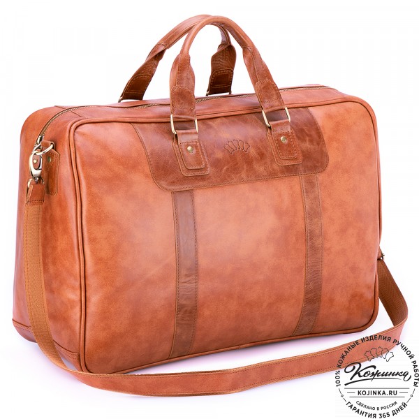 Кожаная дорожная сумка "Ирландия" (рыжая гладкая кожа). фото 1