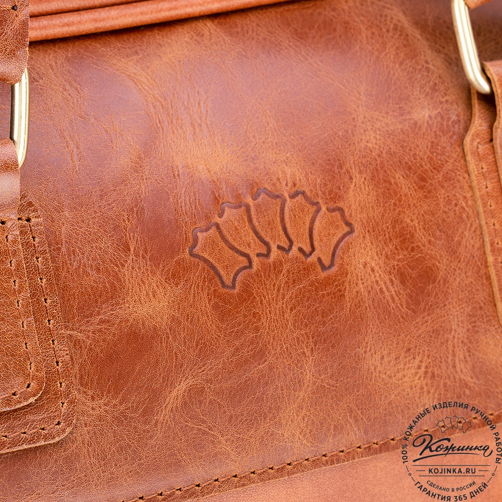 Кожаная дорожная сумка "Ирландия" (рыжая гладкая кожа)