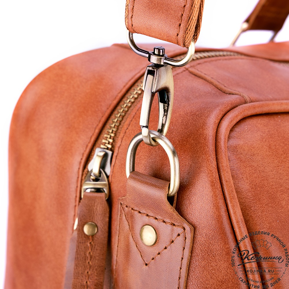 Кожаная дорожная сумка "Ирландия" (рыжая гладкая кожа)
