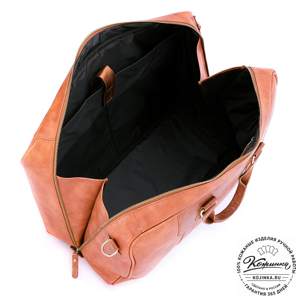 Кожаная дорожная сумка "Ирландия" (рыжая гладкая кожа)