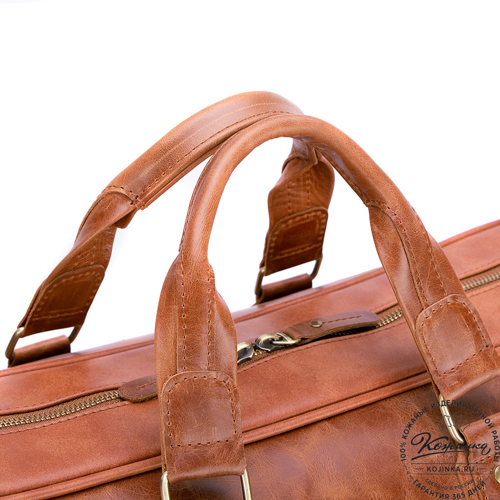 Кожаная дорожная сумка "Ирландия" (рыжая гладкая кожа)