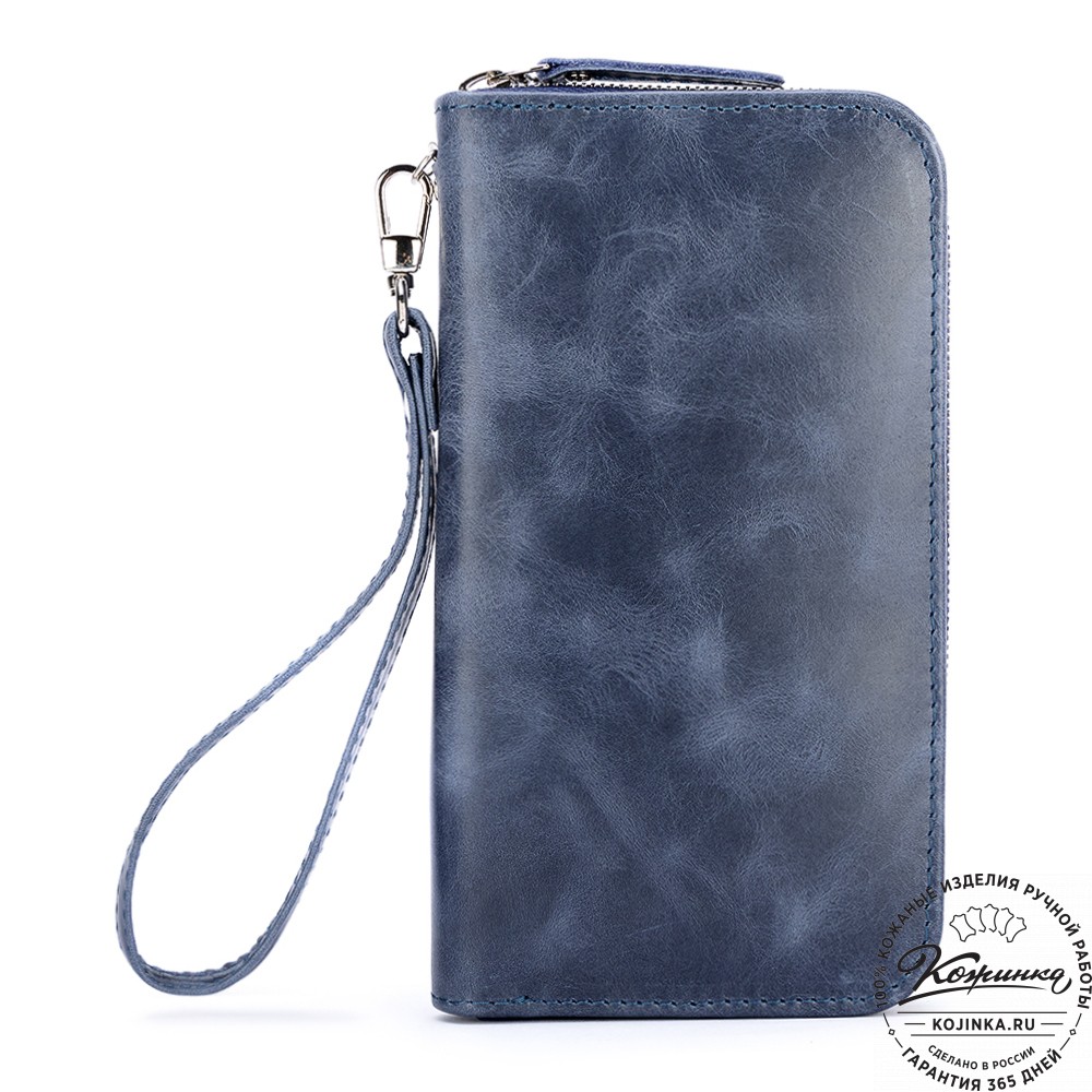 Кожаный клатч "Картер" (синий антик) 
