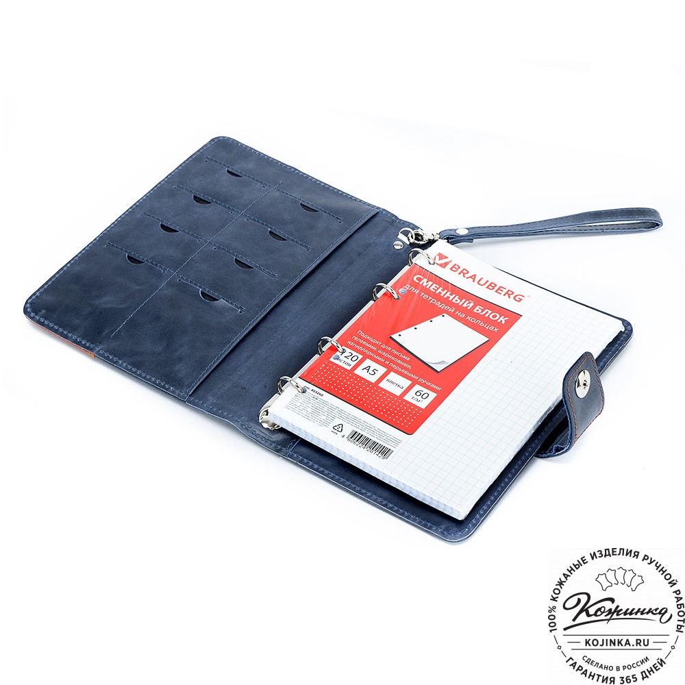 Кожаный ежедневник "Монблан" (синий антик)