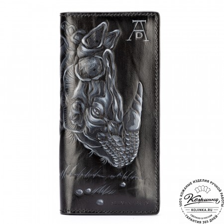 Кожаное портмоне "Монако" "Носорог Дюрера" (черное)
