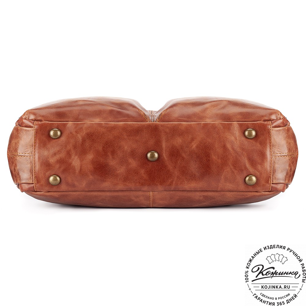 Кожаная деловая сумка для командировок "Бастилия" (рыжий антик)