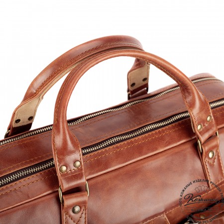 Кожаная деловая сумка для командировок "Бастилия" (рыжий антик)