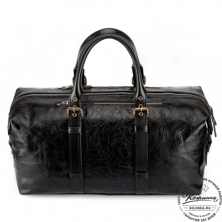 Кожаная дорожно-спортивная сумка Вашингтон (чёрная)