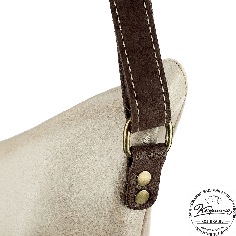 Кожаная сумка "Верона" (бежевая гладкая кожа)