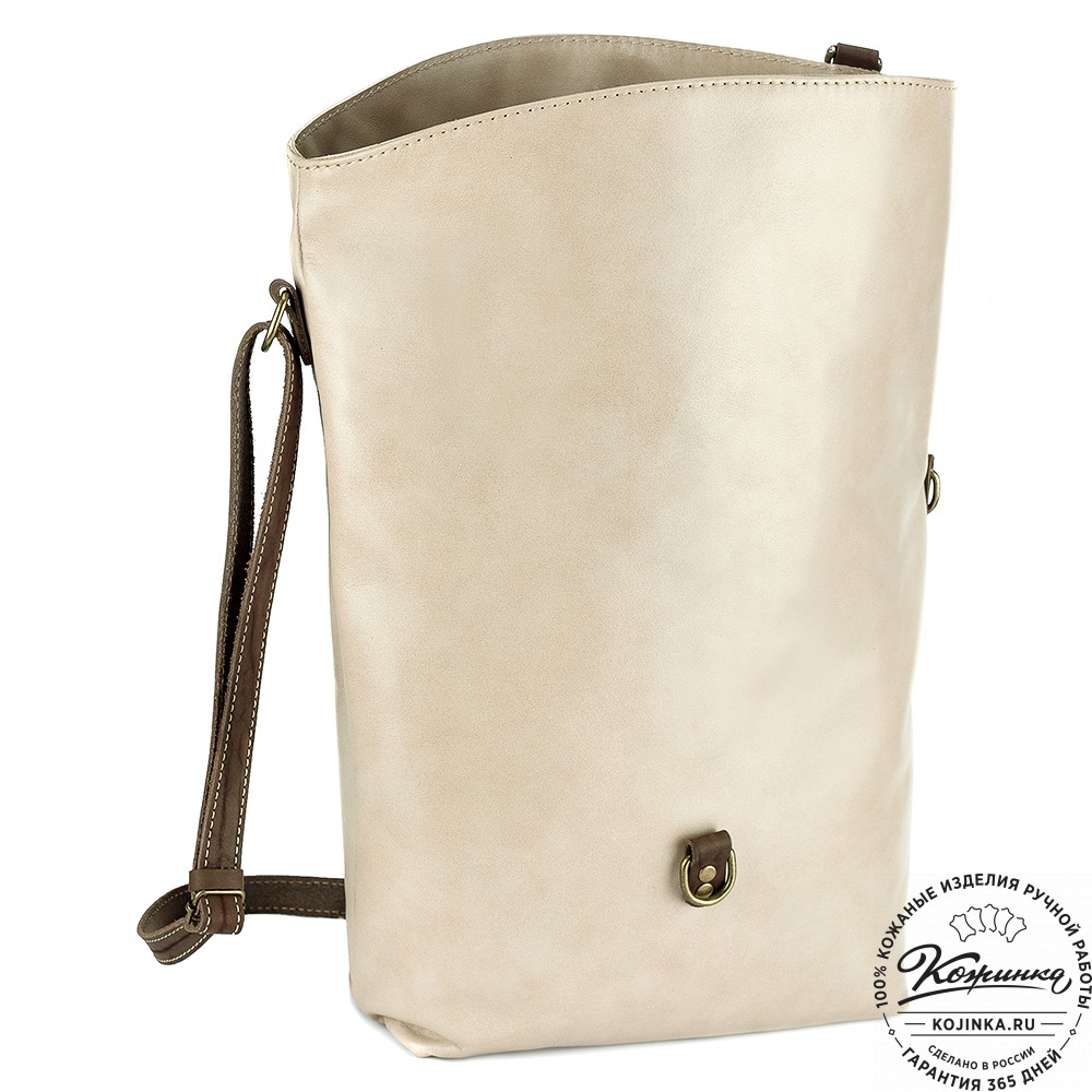 Кожаная сумка "Верона" (бежевая гладкая кожа)