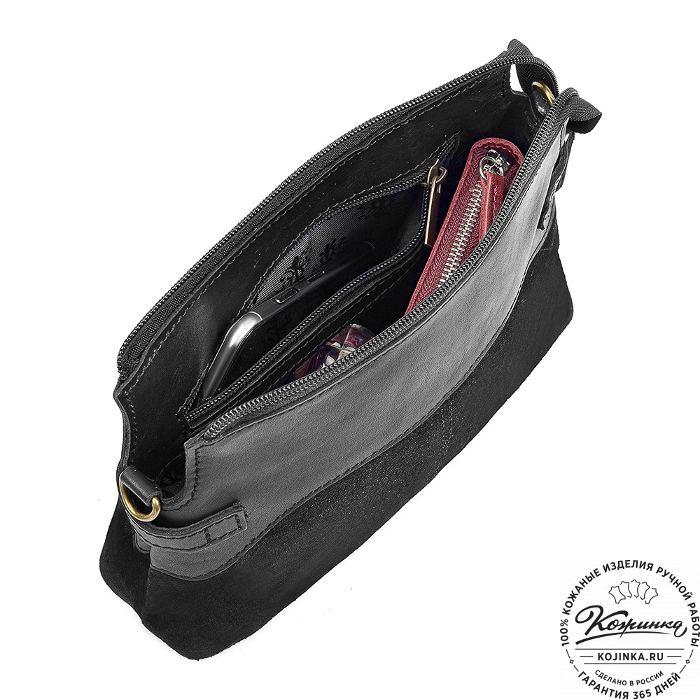 Женская кожаная сумка "Ариэль" (чёрная)