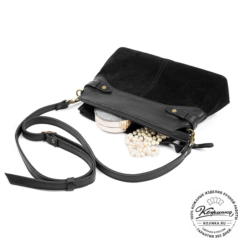 Женская кожаная сумка "Ариэль" (чёрная)