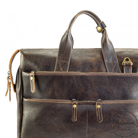 Кожаная деловая сумка "Марк" (коричневый эксклюзив)