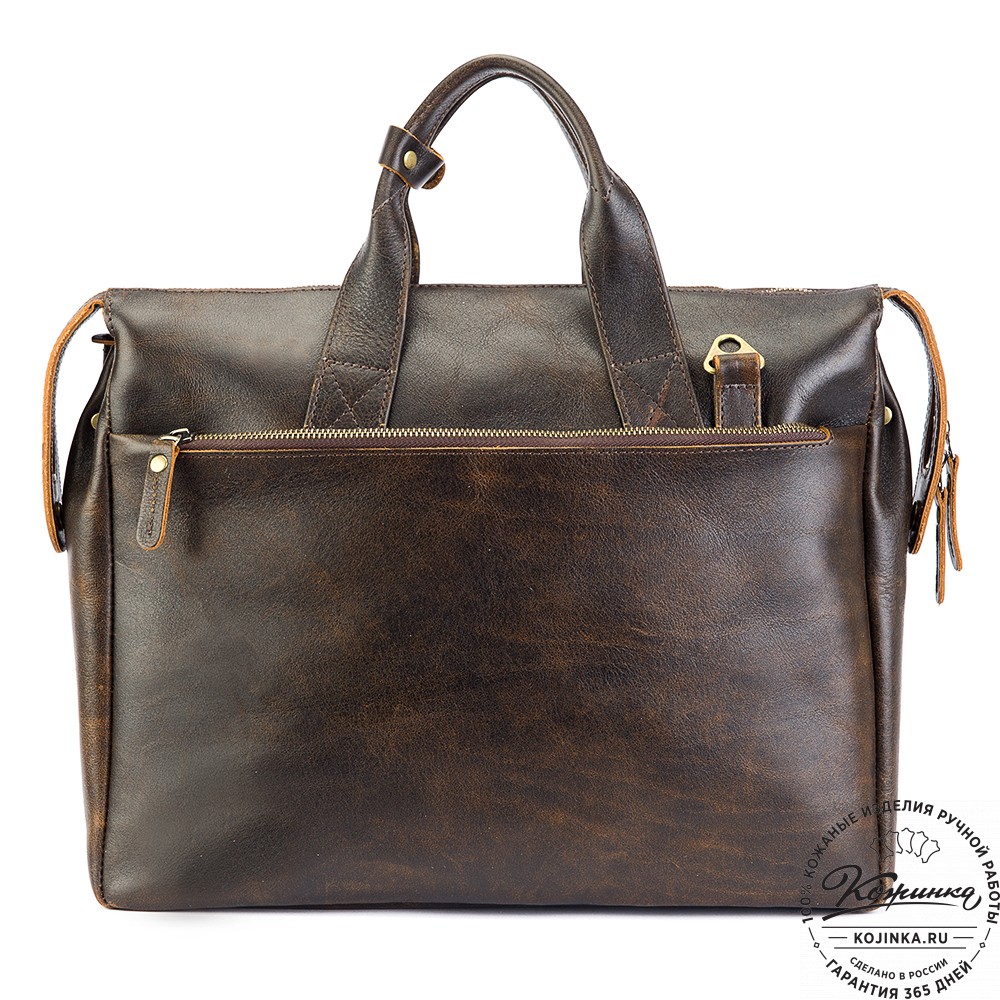 Кожаная деловая сумка "Марк" (коричневый эксклюзив)