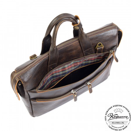Кожаная деловая сумка "Марк" (коричневый эксклюзив)