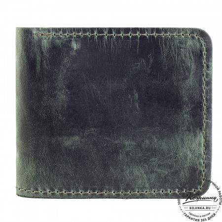Кожаный бумажник "Рокки" (изумруд крейзи)