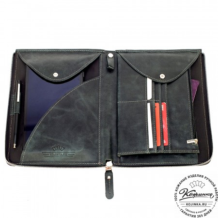Кожаная папка для документов "Кейптаун" (черный антик)