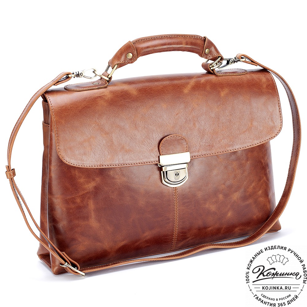 Кожаный портфель "Александрия" (рыжий антик)