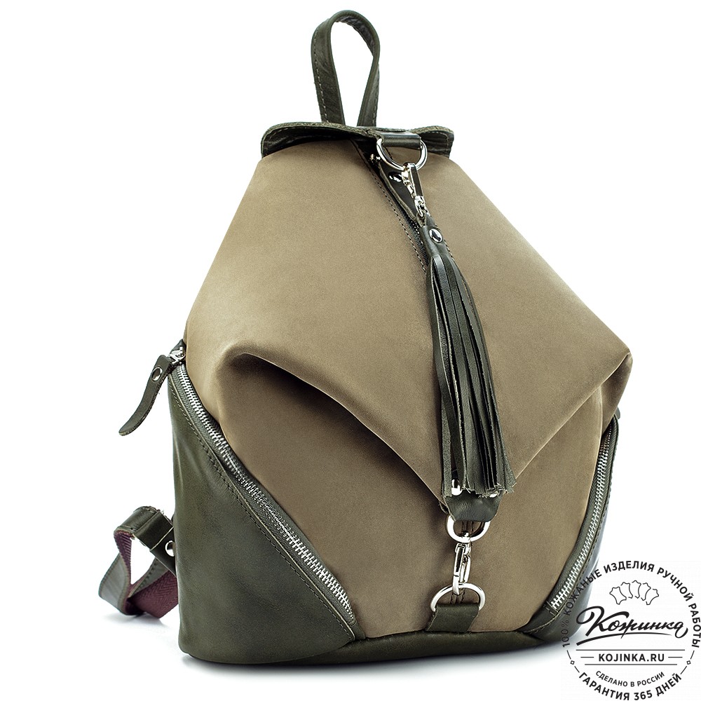 Женский кожаный рюкзак "Афродита" (олива нубук)