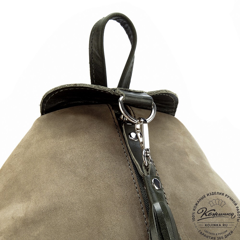 Женский кожаный рюкзак "Афродита" (олива нубук)