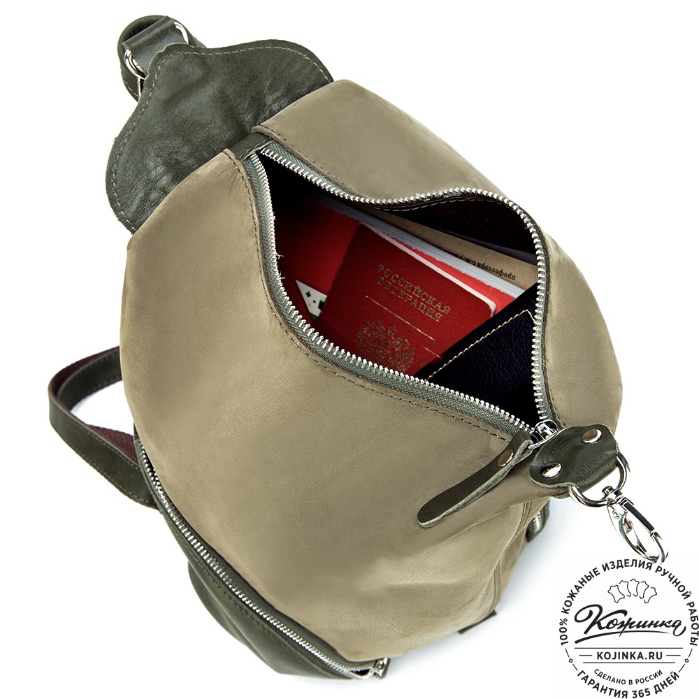 Женский кожаный рюкзак "Афродита" (олива нубук)