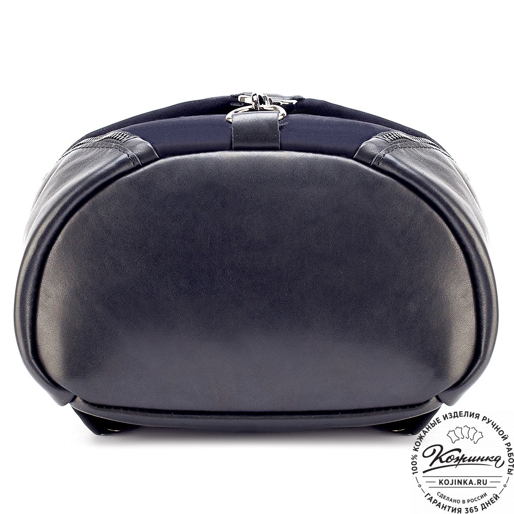 Женский кожаный рюкзак "Афродита" (тёмно-синий с чёрным)