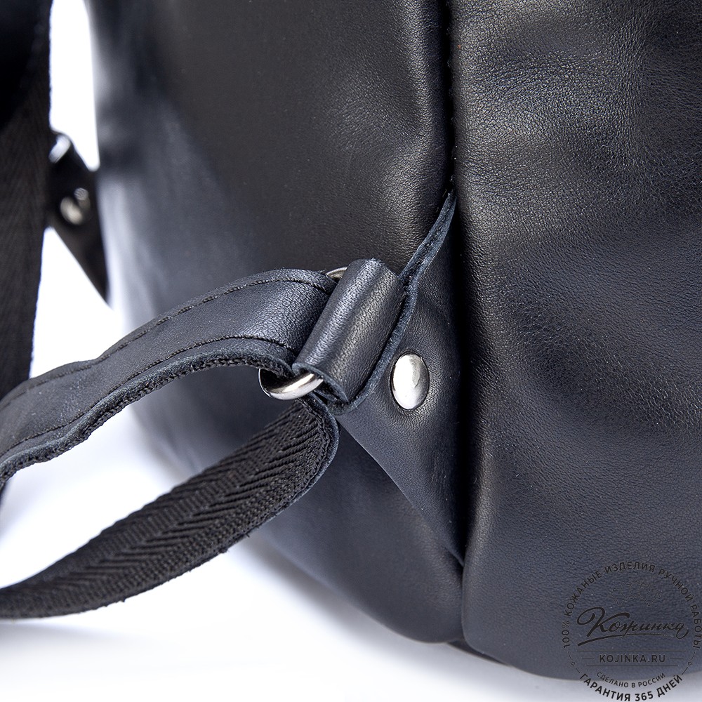 Женский кожаный рюкзак "Афродита" (тёмно-синий с чёрным)