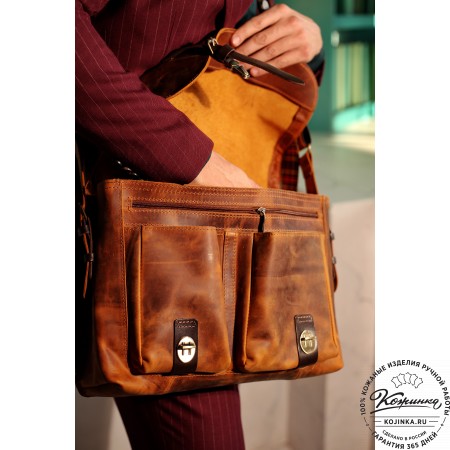 Кожаная сумка "Форман" (изумруд крейзи)