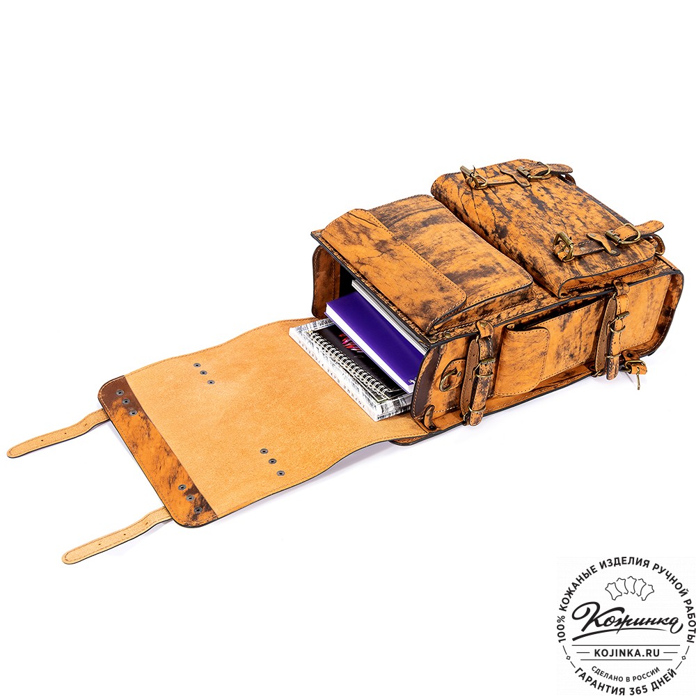 Мужской кожаный рюкзак "Легион" (старение рыжее)