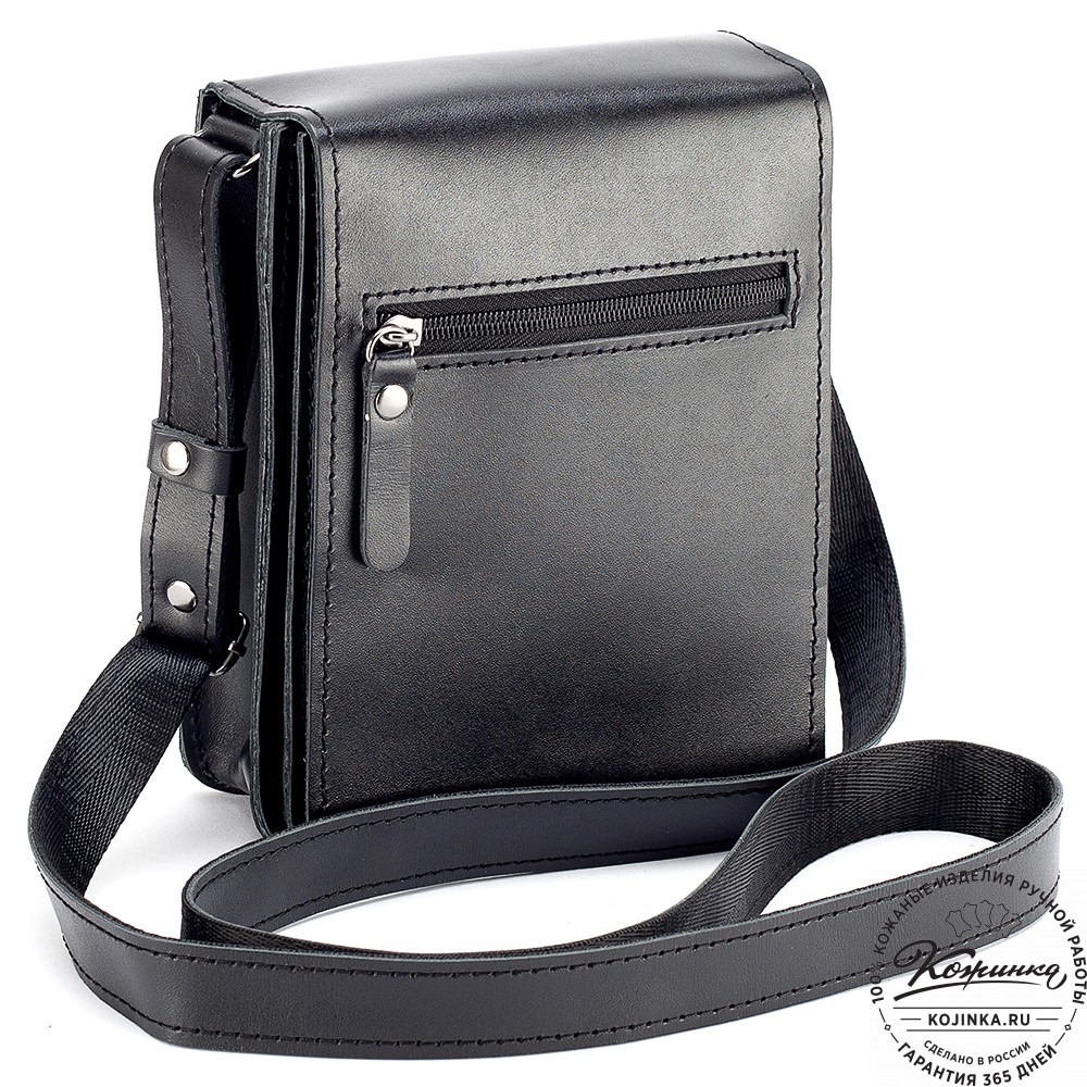 Мужская кожаная сумка "Робин" (черная)