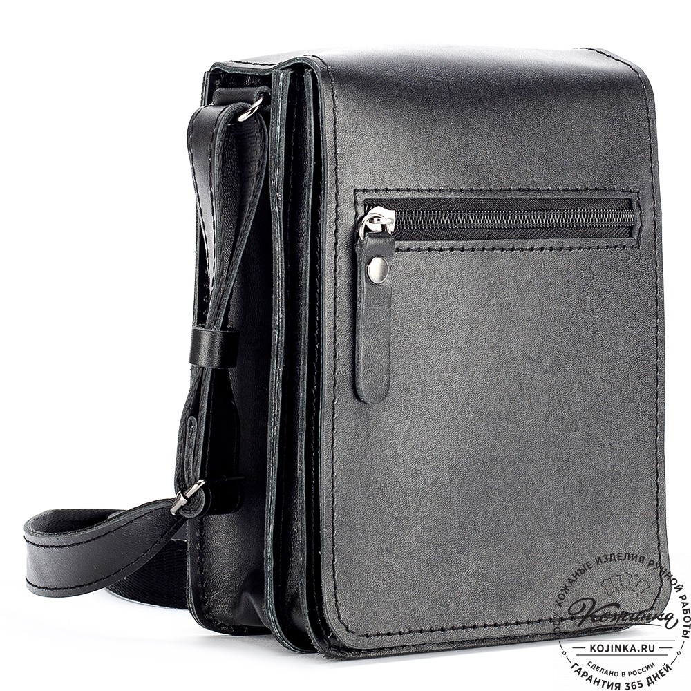 Мужская кожаная сумка "Робин" (черная)