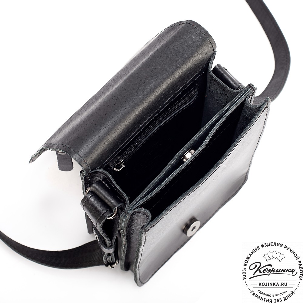 Мужская кожаная сумка "Робин" (черная)