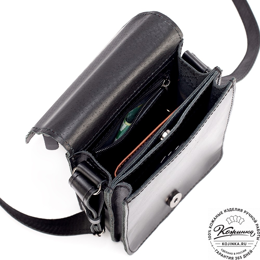 Мужская кожаная сумка "Робин" (черная)