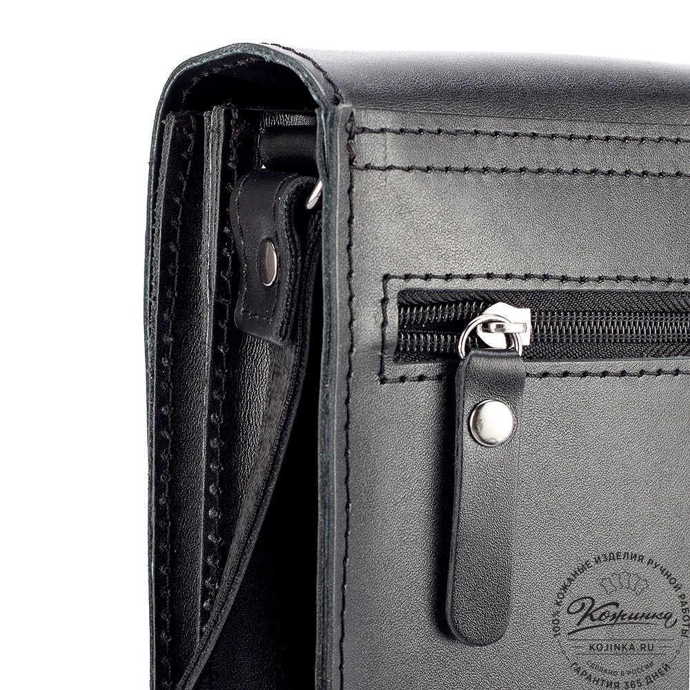 Мужская кожаная сумка "Робин" (черная)