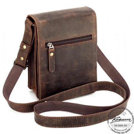 Мужская кожаная сумка "Робин" (тёмно-коричневый крейзи)