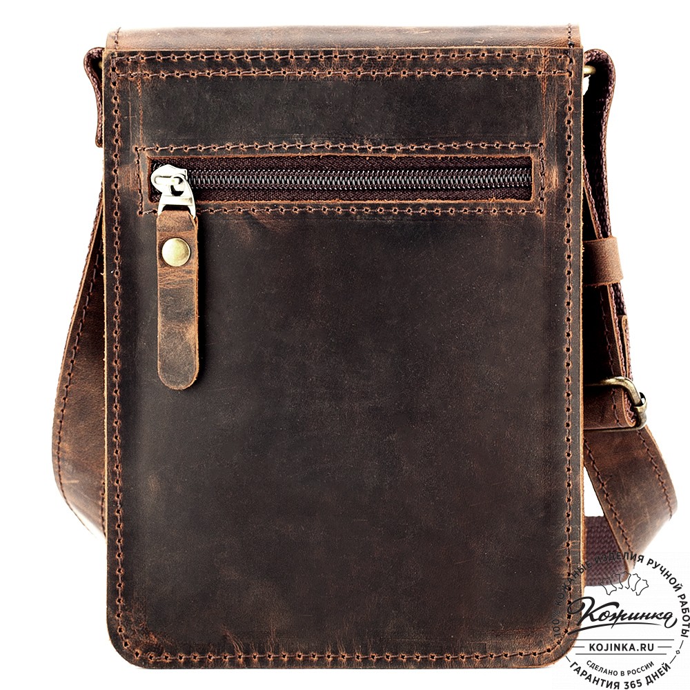 Мужская кожаная сумка "Робин" (тёмно-коричневый крейзи)