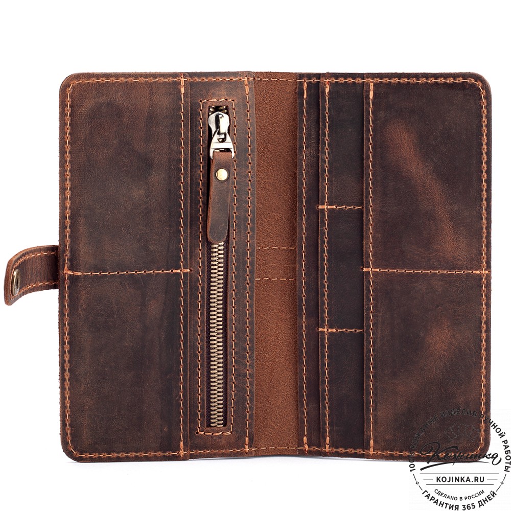 Кожаное портмоне "Тревис" (тёмно-коричневый крейзи)