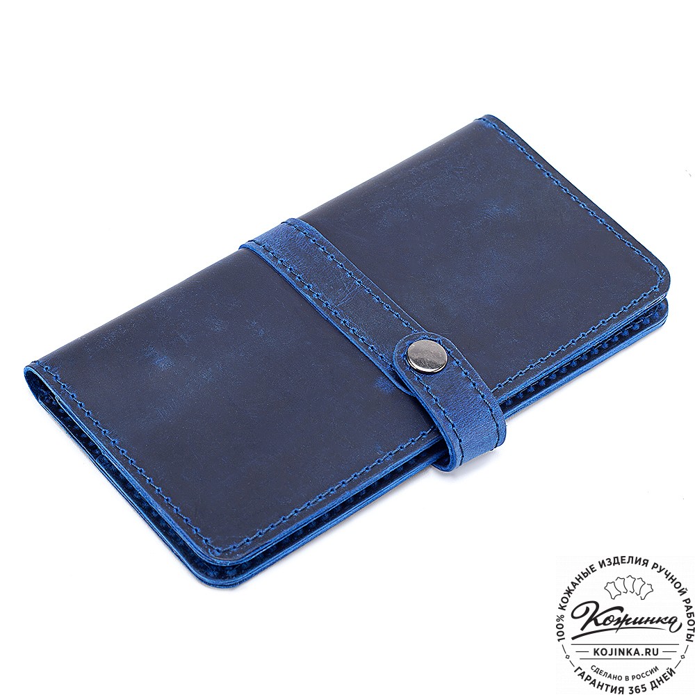 Кожаное портмоне "Тревис" (синий крейзи)
