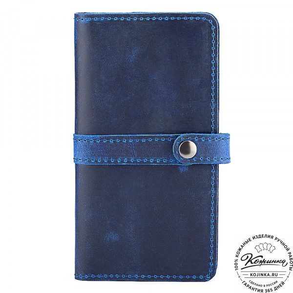 Кожаное портмоне "Тревис" (синий крейзи). фото 1