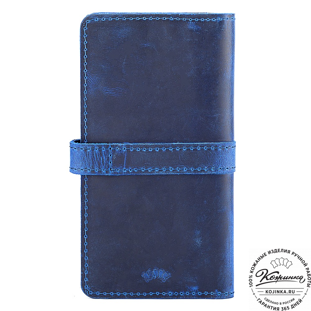 Кожаное портмоне "Тревис" (синий крейзи)