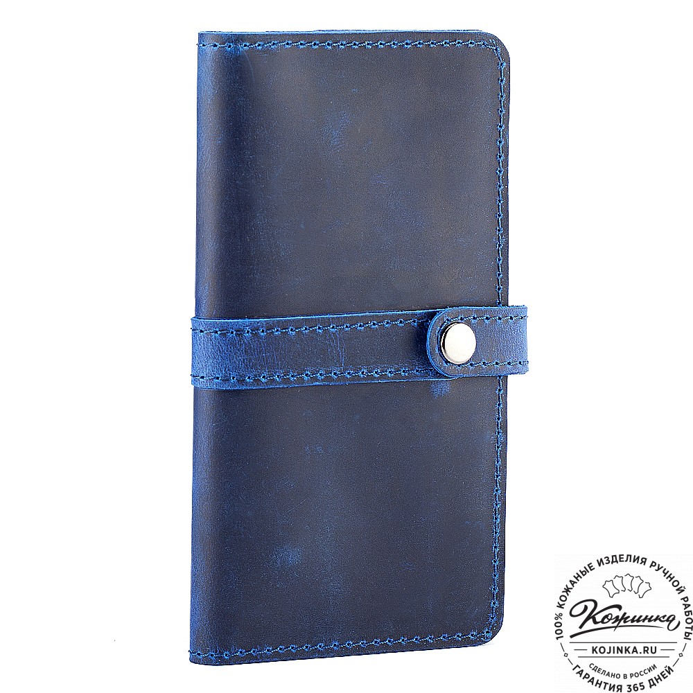 Кожаное портмоне "Тревис" (синий крейзи)