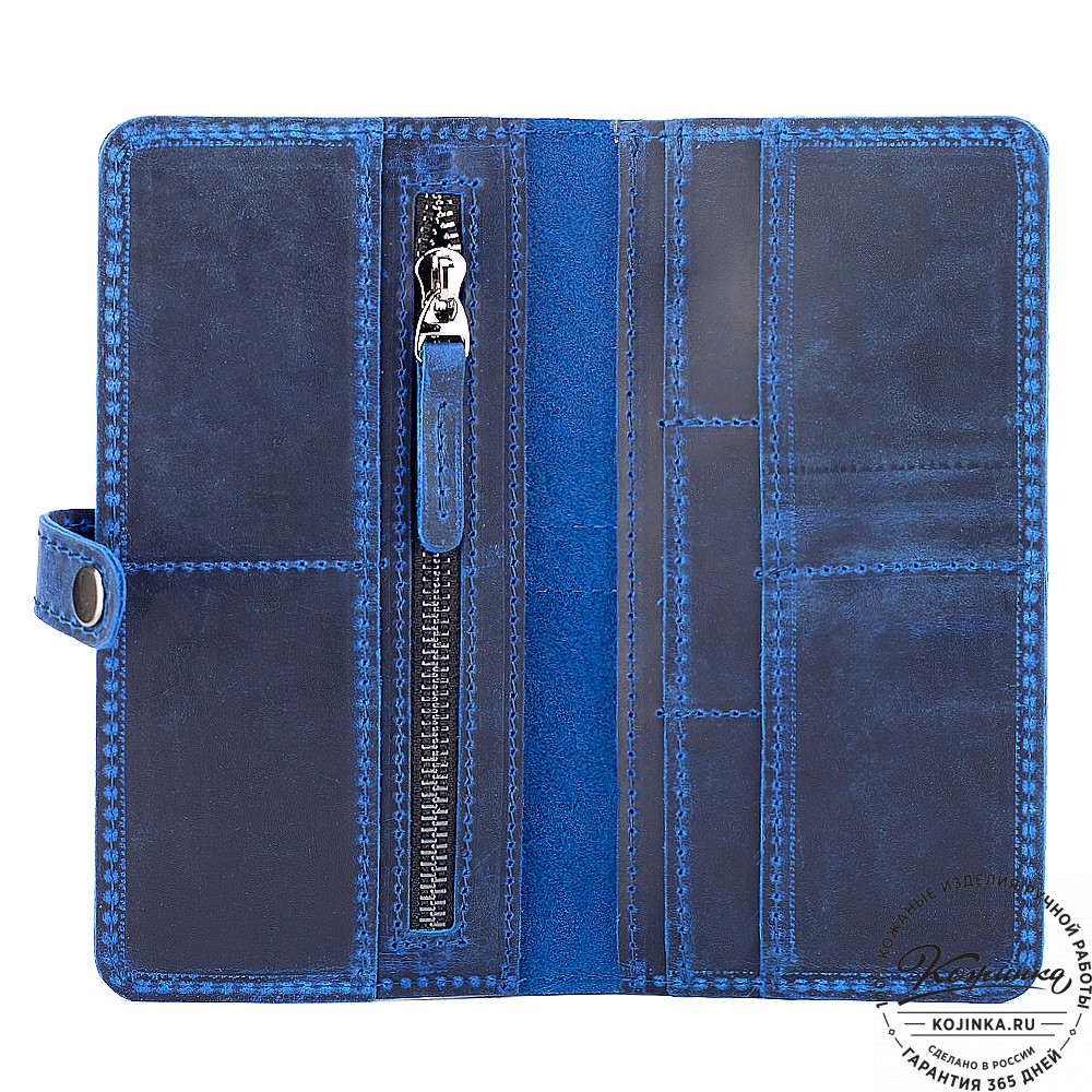 Кожаное портмоне "Тревис" (синий крейзи)