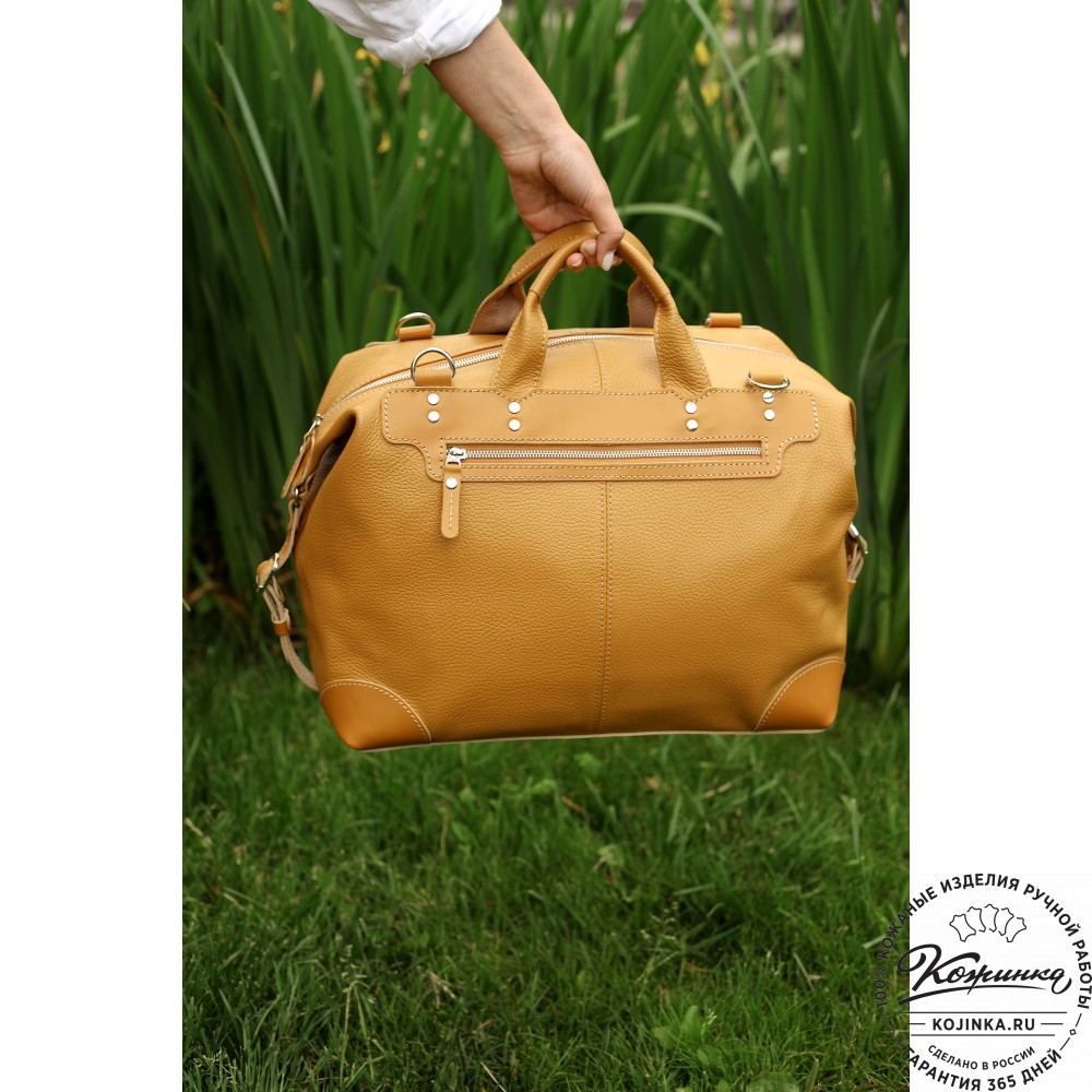 Кожаная дорожная сумка "Сити" (охра)