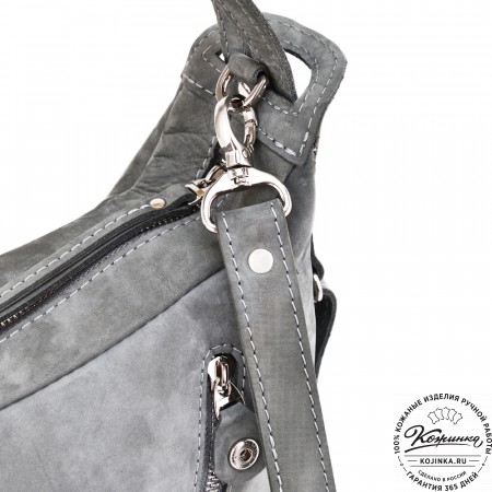 Женская кожаная сумка "Техас" (серый нубук)