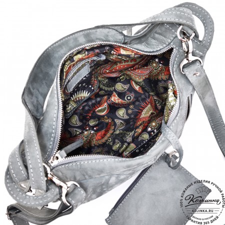 Женская кожаная сумка "Техас" (серый нубук)