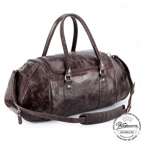 Кожаная дорожно-спортивная сумка "Дональд" (тёмно-коричневый антик)